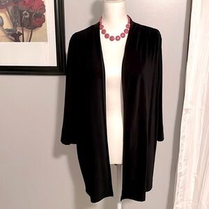 Maggie Barnes Slinky Knit Cardigan size 14/16, black, 3/4 length sleeve
